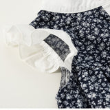Toddler Girl Floral Ruffled Color Block Dress