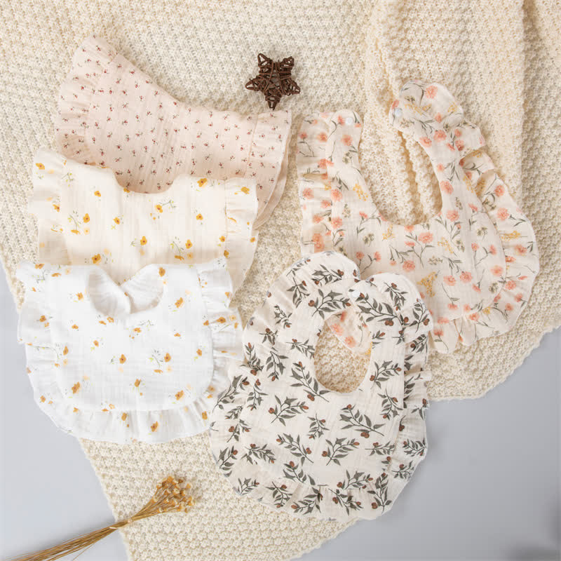 Floral Trim Skin-friendly Absorbent Bib 1 Piece
