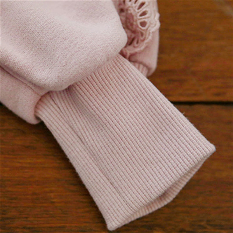 Toddler Girl Lace Sweet Solid Color Sweatshirt