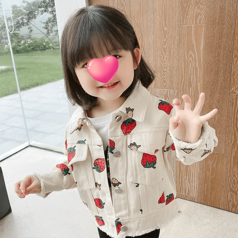 Toddler Girl Strawberry Polo Denim Jacket