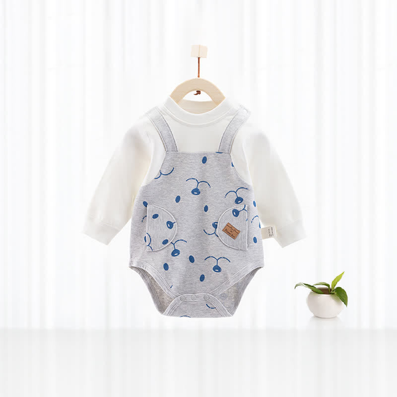 Baby Bear Fake Two-piece Newborn Bodysuit