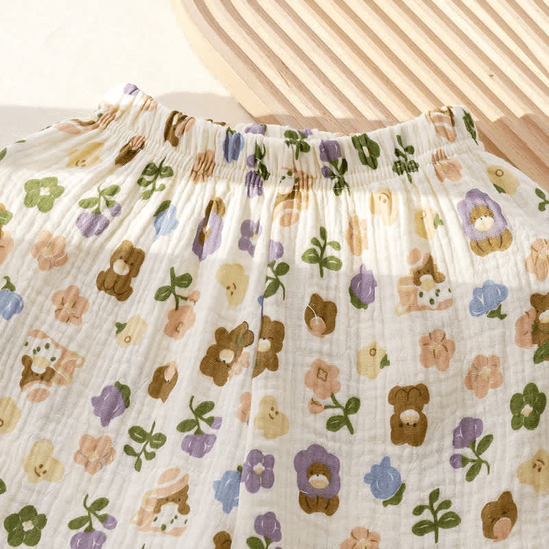 Toddler Girl Bear Flower Heart Pants