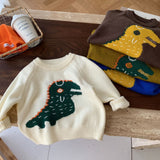 Toddler Cartoon Dinosaur Jacquard Knitted Sweater
