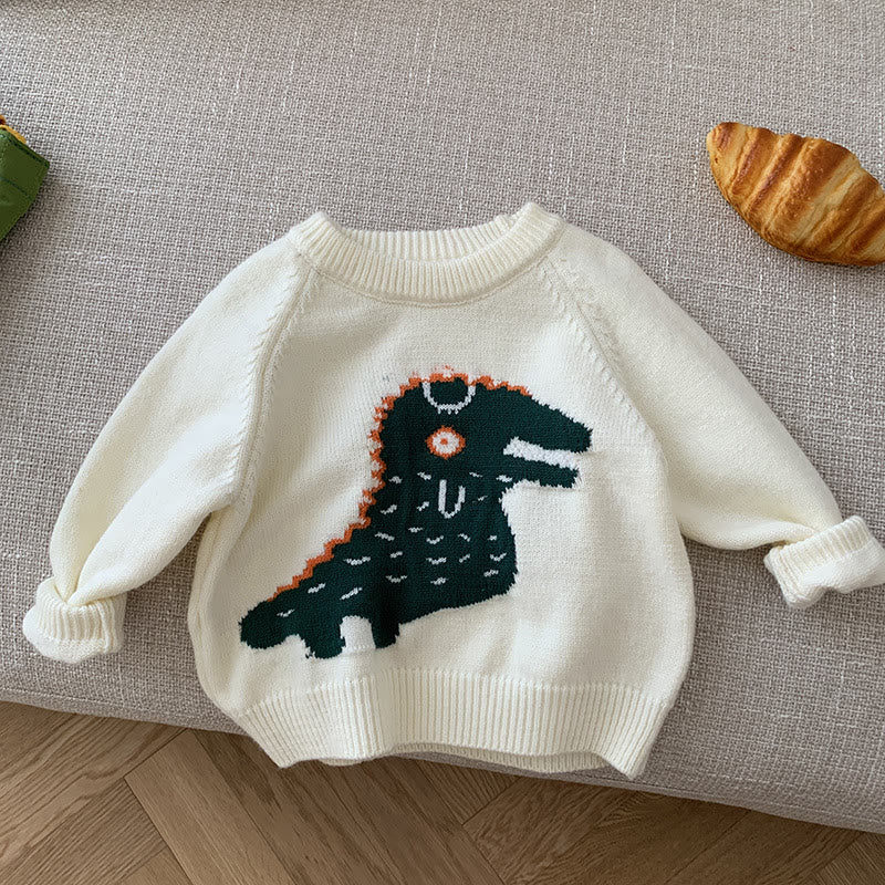 Toddler Cartoon Dinosaur Jacquard Knitted Sweater