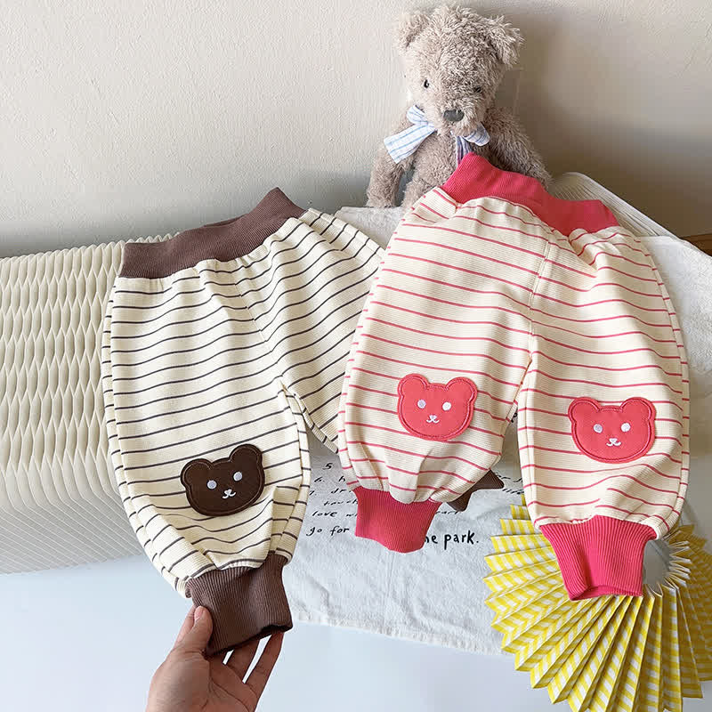 Baby Toddler Bear Striped Casual Pants