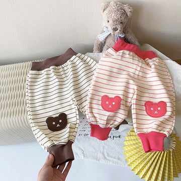 Baby Toddler Bear Striped Casual Pants