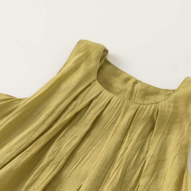 Toddler Girl Solid Color Pleated Sleeveless Dress