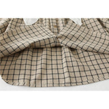 Toddler Girl Retro Plaid Lace Lapel Collar Trim Dress