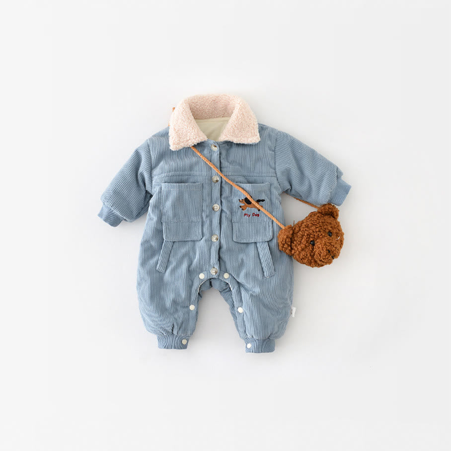 MY DOG Baby Corduroy Fleece Romper