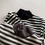 Toddler Mock Neck Striped Fleece Lined Sweatshirt