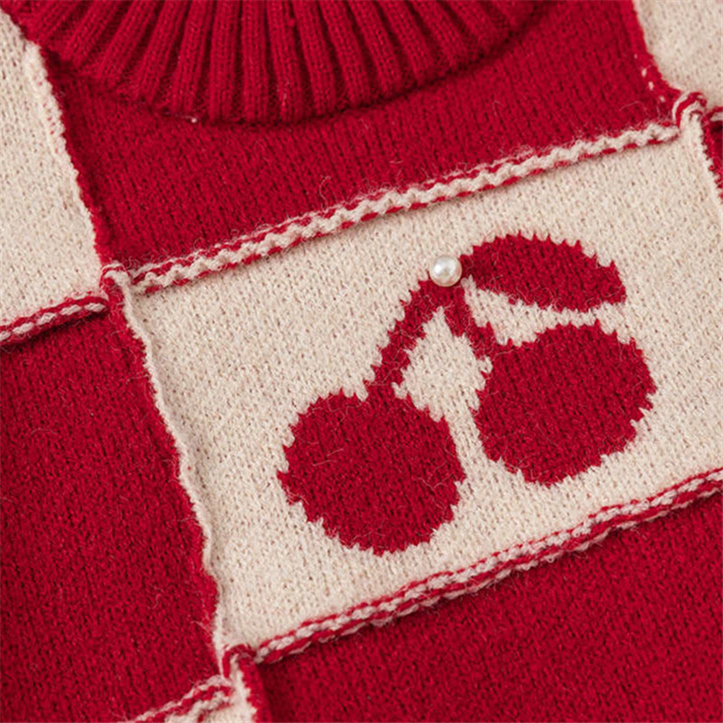Toddler Red Cherry Knitted Sweater