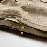 Toddler Solid Color Fleece Lined Corduroy Button Coat