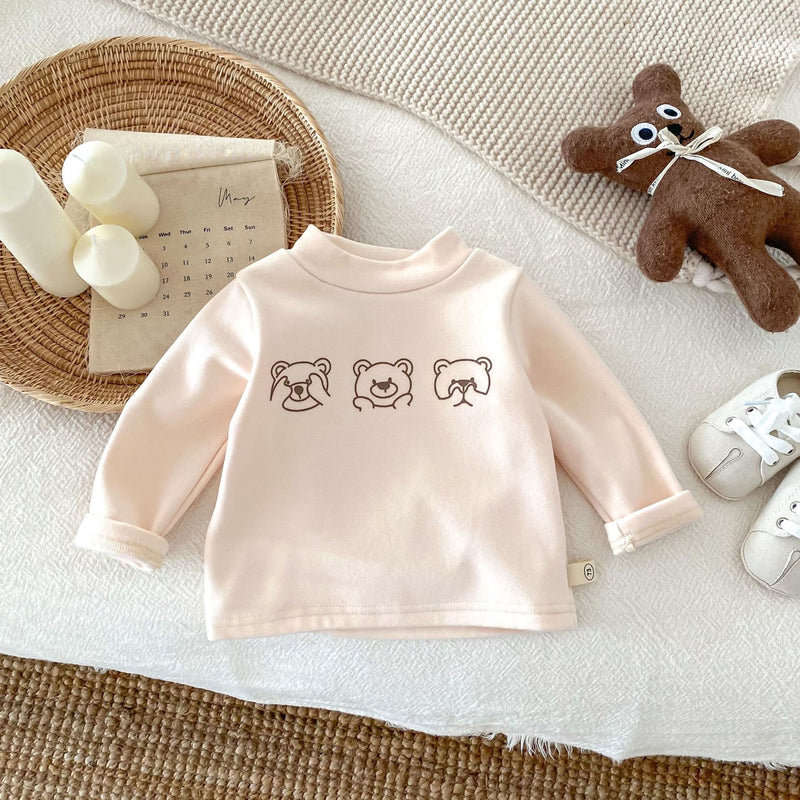 Baby Toddler High Collar Three Bear Warm T-shirt