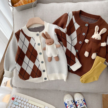 Toddler Diamond Pocket Bunny Color Block Cardigan