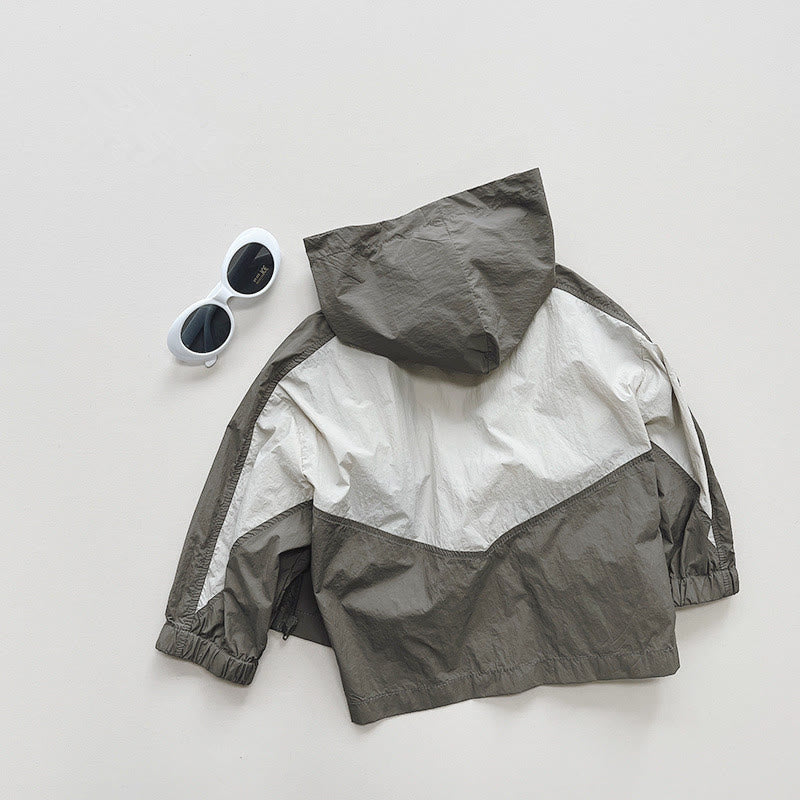 Toddler Loose Color Block Hooded Coat