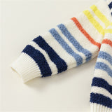 Toddler Colorful Striped Zipper Knitted Fleece Coat