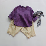 Toddler Retro Solid Color Linen Tee