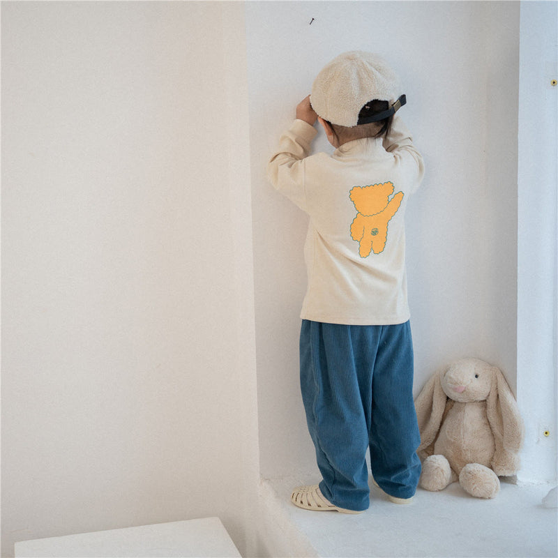 Toddler Bow Bear High Collar Thick T-shirt