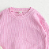 Toddler Waffle Solid Color Sweatsuit 2 Pieces Set