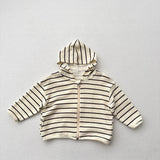 Toddler Striped Zipper Hooded Coat