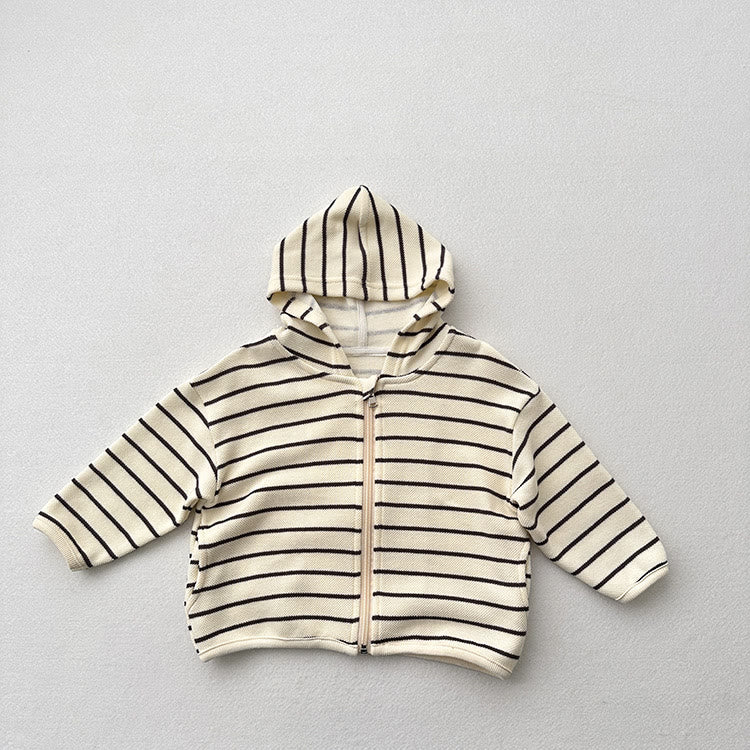 Toddler Striped Zipper Hooded Coat