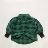 Toddler Boy Pocket Plaid Lapels Shirt