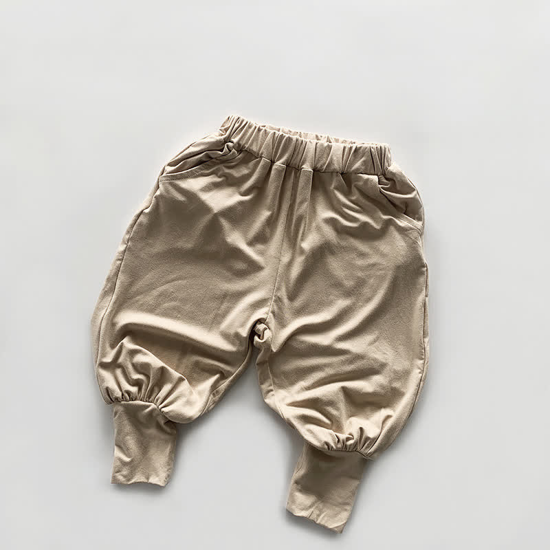 Toddler Boy Retro Solid Color Loose Pants