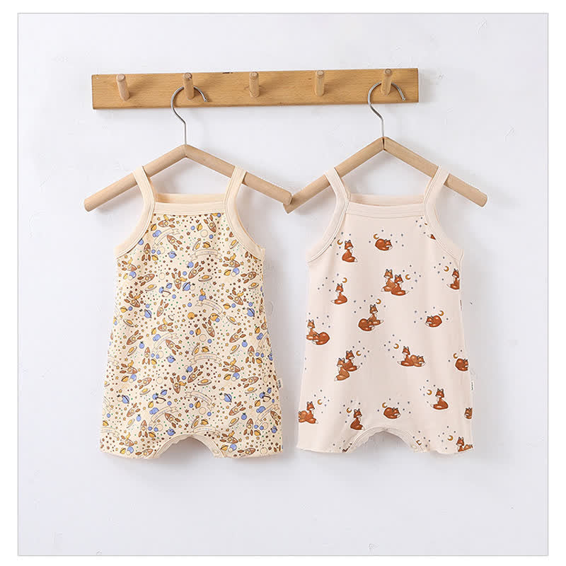 Baby Fox Floral Strap Romper