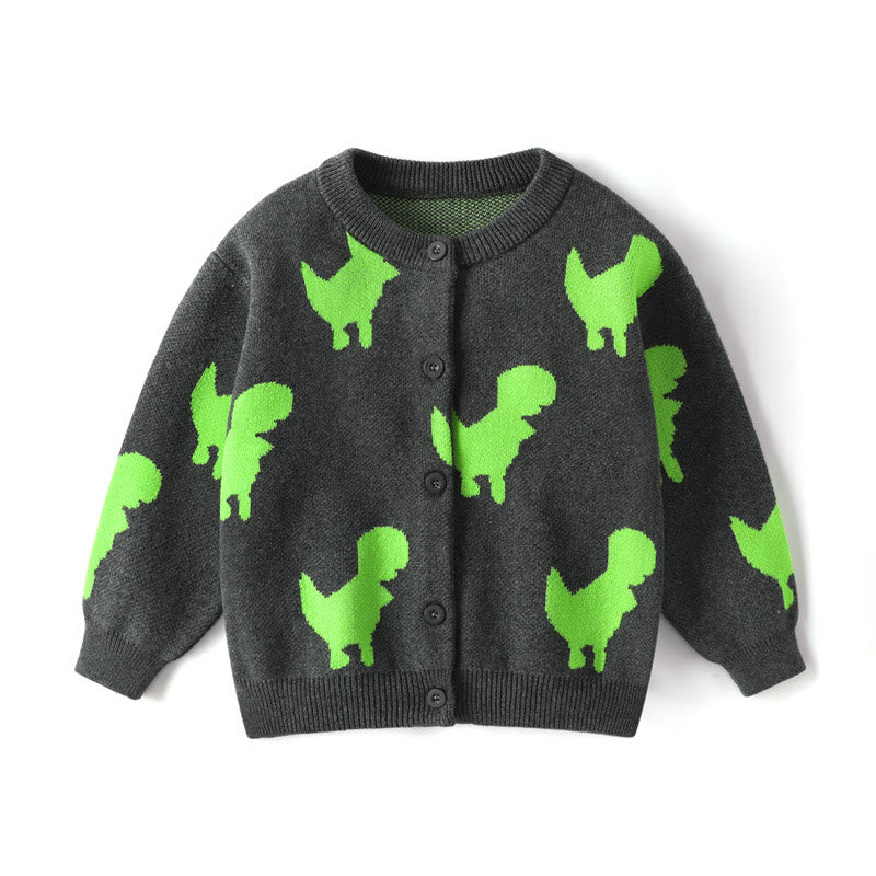 Toddler Knitted Cartoon Dinosaur Cardigan