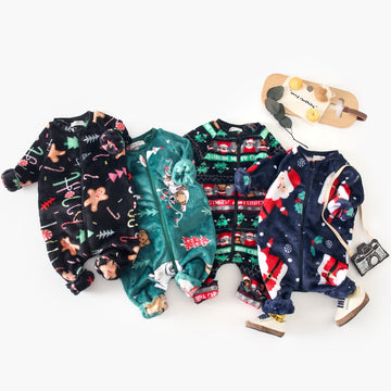 Baby Fleece Santa Claus Elk Dog Romper