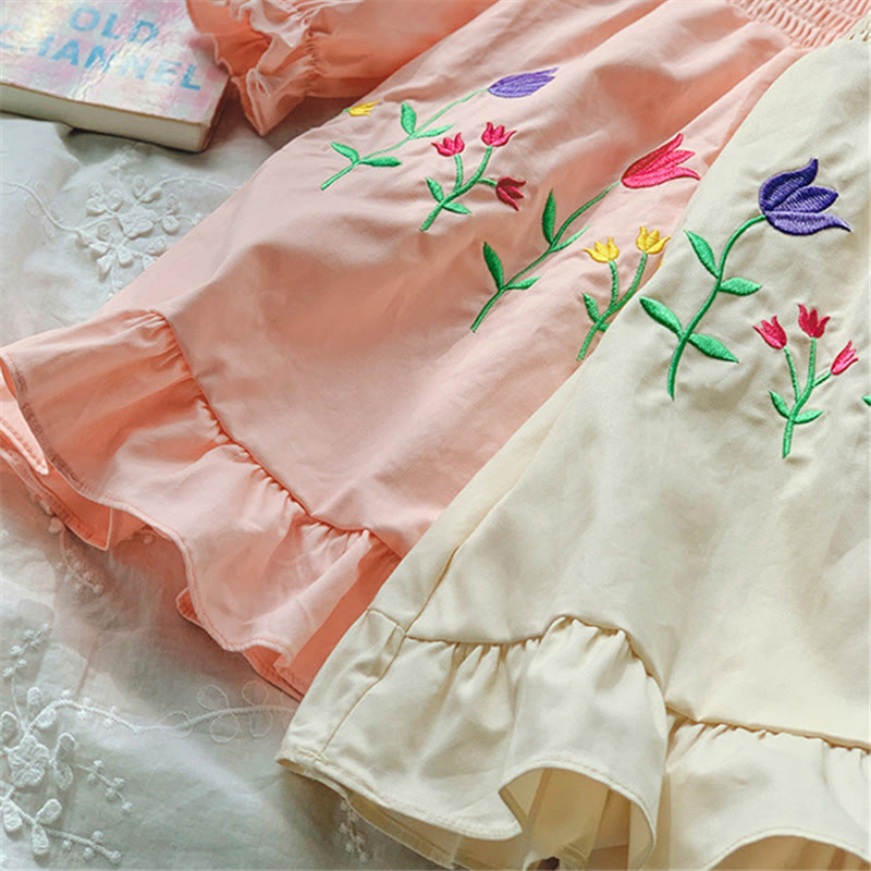 Toddler Girl Embroidered Tulip Princess Dress