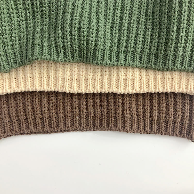 Toddler Vintage Solid Color Retro Style Knitted Sweater