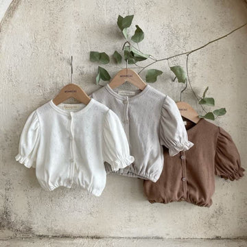 Baby Hollow Out Puff Sleeve Shirt