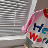 HELLO WORLD Toddler Girl Slogan Cartoon Sweatshirt