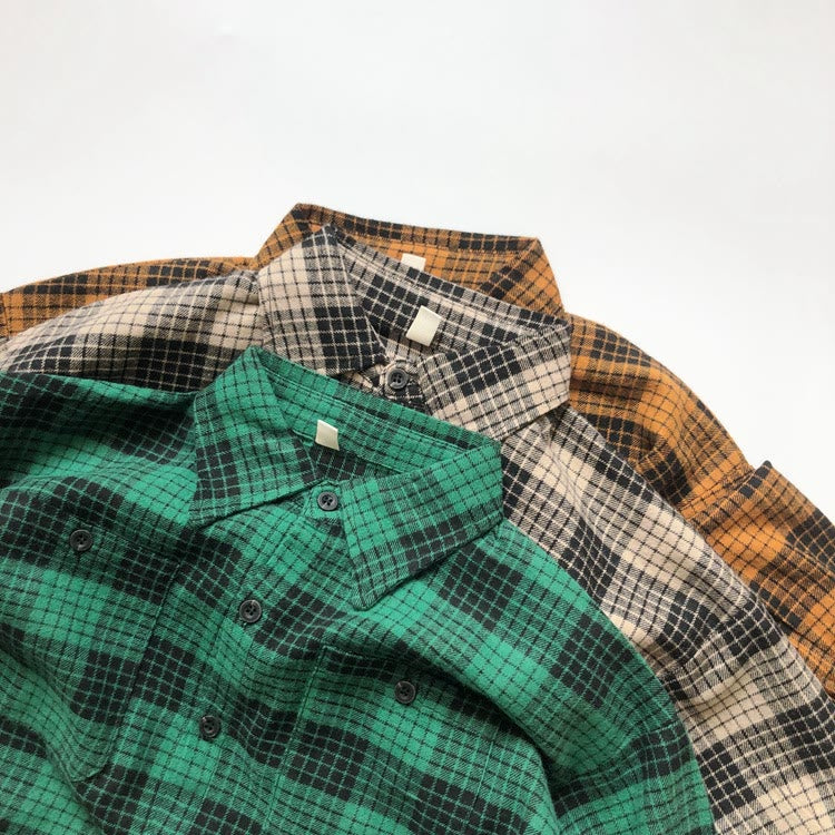 Toddler Boy Pocket Plaid Lapels Shirt