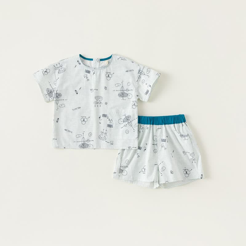 Toddler Plaid Graffiti Pajamas Set
