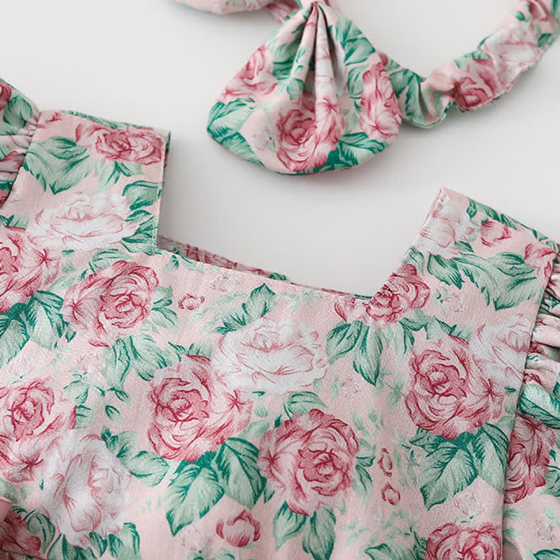 Baby Toddler Sister Match Flower Bodysuit Dress