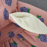 Toddler Cherry Strawberry Fleece Lined Coat with Bag