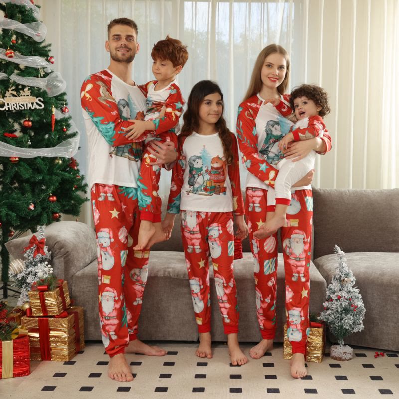 Family Matching Santa Claus Cartoon Animal Pajamas
