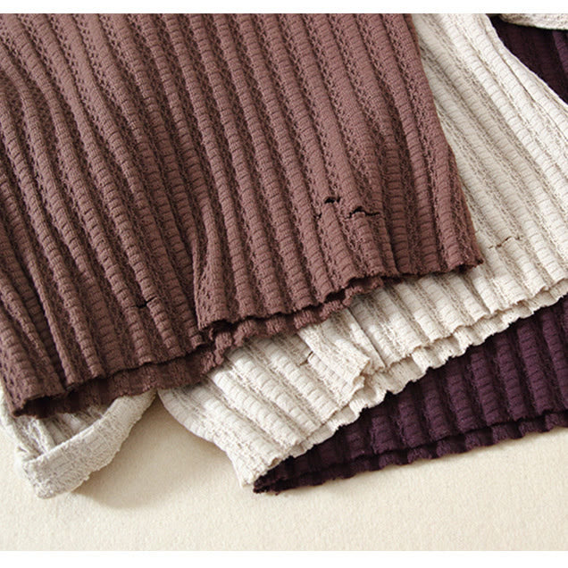 Toddler Ribbed Solid Color Ripped Sweatshirt