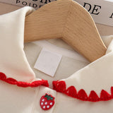 Toddler Girl Strawberry Lapel Shirt and Shorts Set