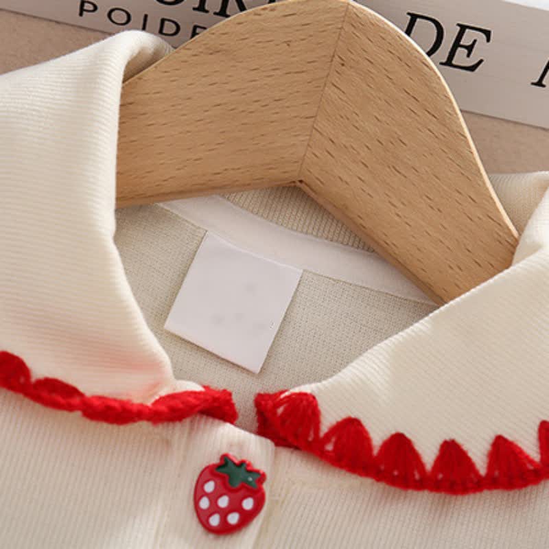 Toddler Girl Strawberry Lapel Shirt and Shorts Set