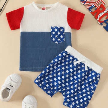 Baby Color Block Tee and Stars Shorts Set