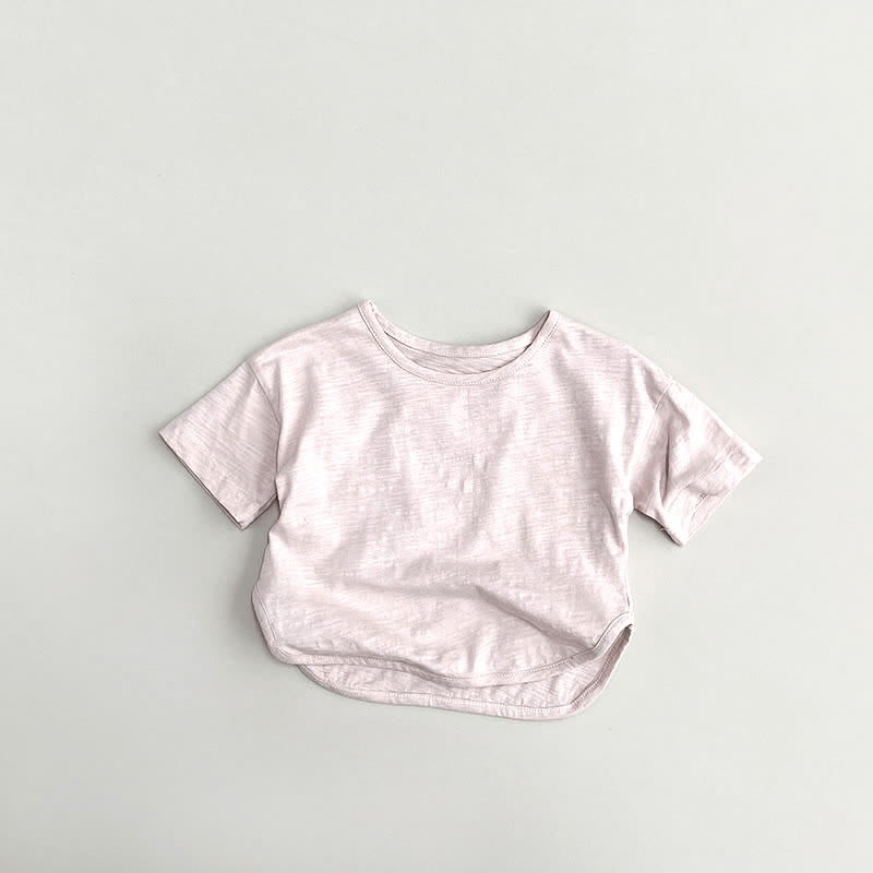 Toddler Solid Color Crew Neck Casual Tee