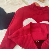 Toddler Girl Heart Knitted Sweater