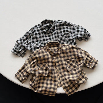 Toddler Boy Plaid Linen Polo Shirt