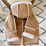 Toddler Fleece Button Hooded Suede Warm Coat