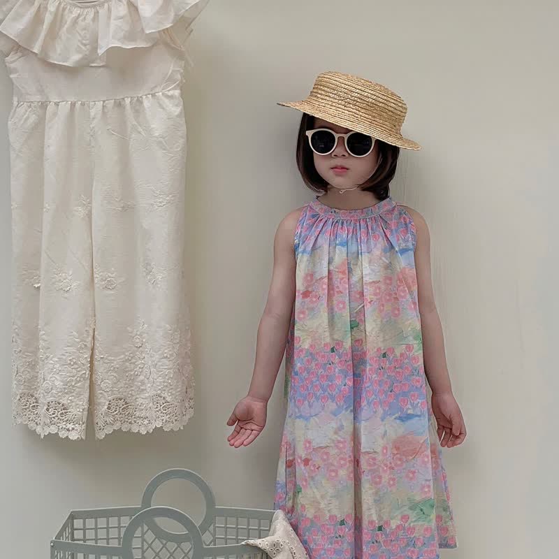 Toddler Girl Flower Painting Sling Dress
