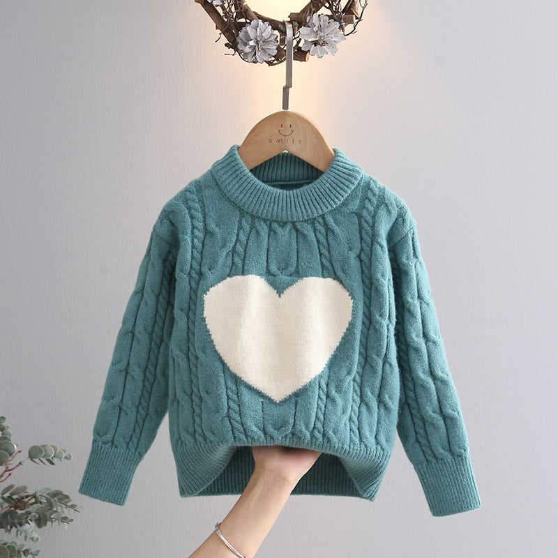 Toddler Heart Knitted Loose Thick Sweater