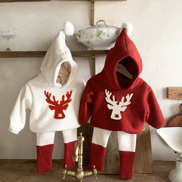 Baby Toddler Christmas Elk Hooded Set